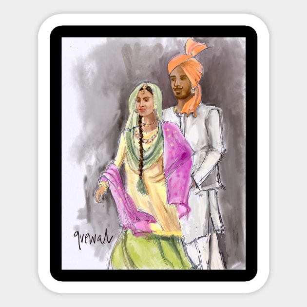 Punjabi couple Sticker by sukhpalgrewal